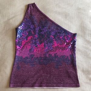 easel Asymmetrical sequined top (hues of purple)